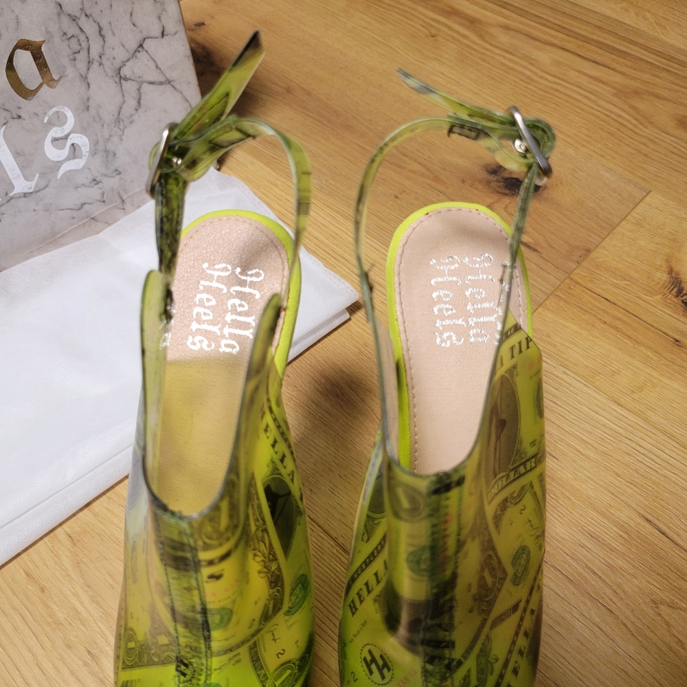 Hella Heels Dancing Dollar$ Stiletto Lime - Picture 4 of 16